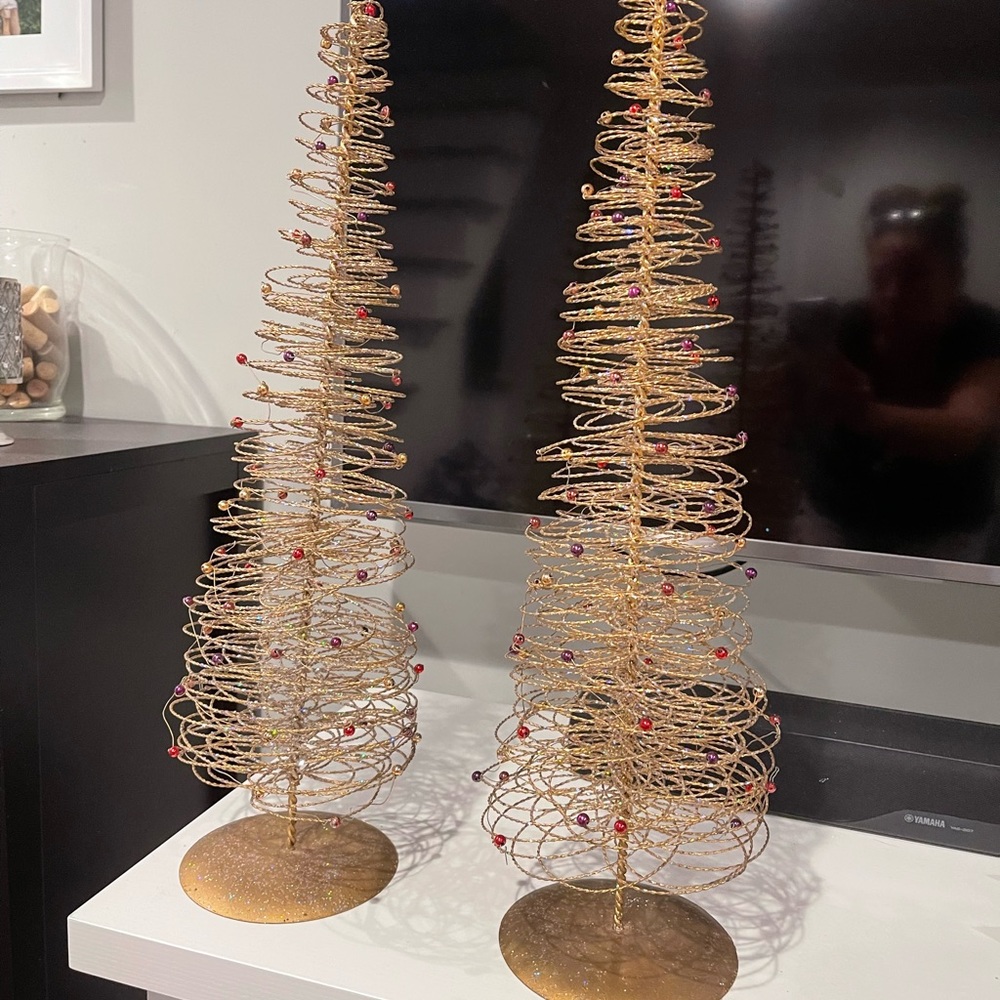 Gold wired Christmas trees